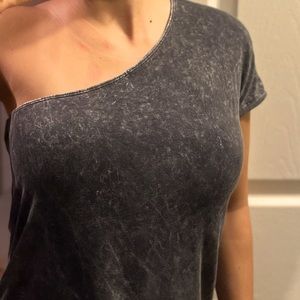 Distressed grey one shoulder top